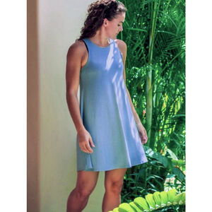 Free Fly Bamboo Flex Tank Dress Large Blue UPF 50 Stretch Casual Beach